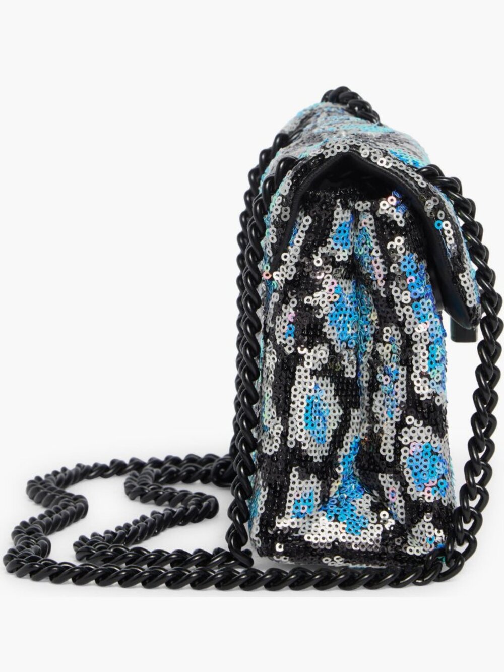 Kurt Geiger London RARE Mini Brixton Blue Leopard Sequin Chain Crossbody Bag NWT - Picture 3 of 13